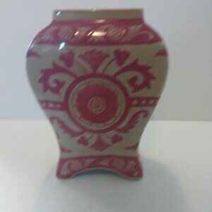 weller red and tan ceramic vase vintage